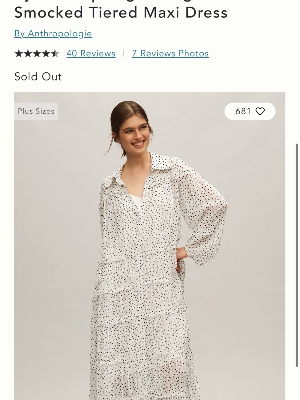 Anthropologie White Dress with Black Polka Dots.   Comes with Slip.